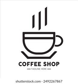 flat vector coffee shop logo with coffee cup and house icon