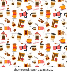 flat vector coffee stuff pattern seamless