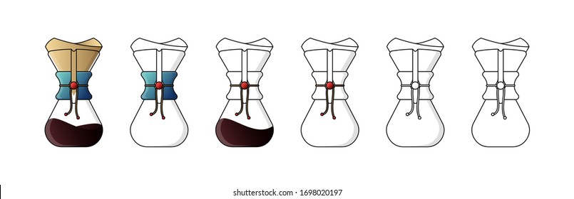 Flat vector coffeemaker. Coffee brewing alternative method. Coffee culture. Flat vector on white background