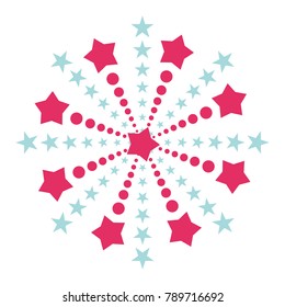 Flat vector color firework flare for festive background. Objects isolated on dark background.
