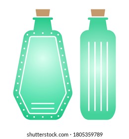 Flat vector color icon a antique glass bottle with cork stopper for apps or websites