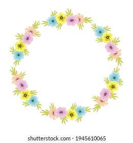 Flat vector colorful flowers in a watercolour style. 