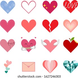 Flat vector colorful Heart / Love set can be used for icon / symbol / logo.