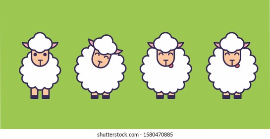 flat vector colorful illustration of a sheep 