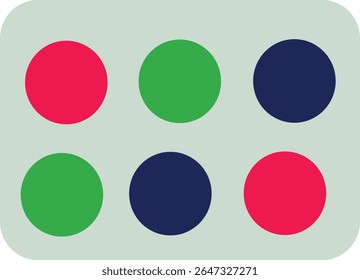Flat vector of a colorful paint palette with six dots, perfect for art, creativity, graphic design, or painting-themed visual assets.