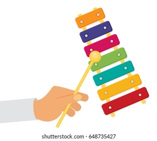 Flat vector Colorful xylophone toy 