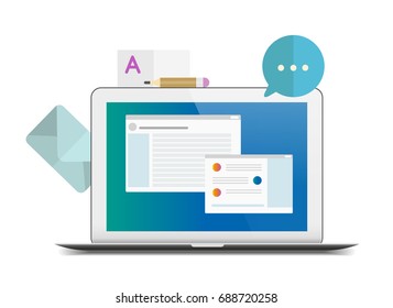 Flat vector communication themed illustration isolated on white background