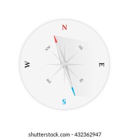Flat vector compass icon on white background.