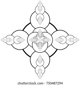 Flat Vector Computer Generated  Annular Fractal - Generative Art  