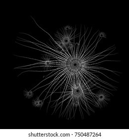 Flat Vector Computer Generated Dotted Helix Fractal - Generative Art  