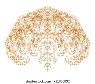 Flat Vector Computer Generated  L-system Branching Fractal  - Generative Art  