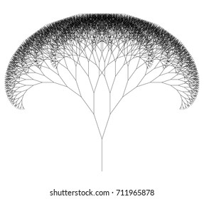 Flat Vector Computer Generated   L-system Fractal Tree - Generative Art  