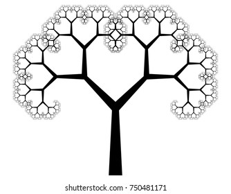 Flat Vector Computer Generated  L-system Branching Fractal - Pythagorean Tree - Generative Art  