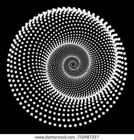Flat Vector Computer Generated Phyllotaxis Dotted Helix Fractal - Generative Op Art  