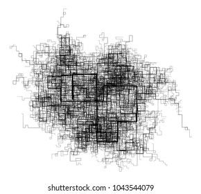 Flat Vector  Computer Generated Self-Similar L-system Clot  Communications Plexus Fractal  - Generative Art  
