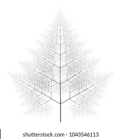 Flat Vector Computer Generated Self-Similar L-system Branching Tree Fractal  - Generative Art  
