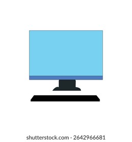 Flat Vector Computer Monitor Illustration on White Background  Modern Minimalist Desktop Icon Design.