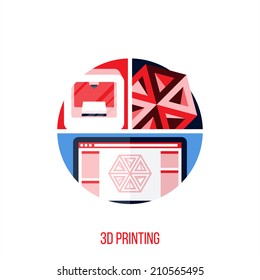 Flat vector concept of 3D printing. Creative design elements for websites, mobile apps and printed materials