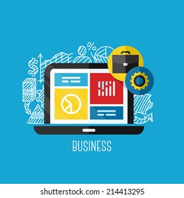 Flat vector concept of business. Design elements set for websites, mobile apps and printed materials