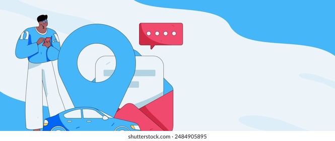 Flat vector concept operation hand drawn illustration of people taking a taxi
