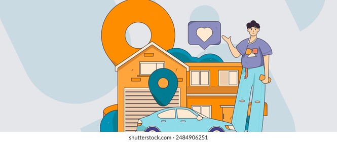 Flat vector concept operation hand drawn illustration of people taking a taxi
