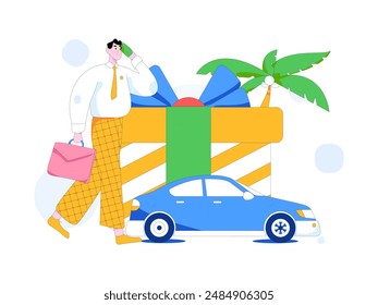 Flat vector concept operation hand drawn illustration of people taking a taxi
