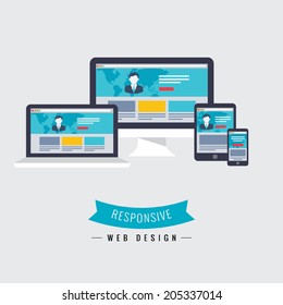 Flat Vector Concept, Responsive Web Design