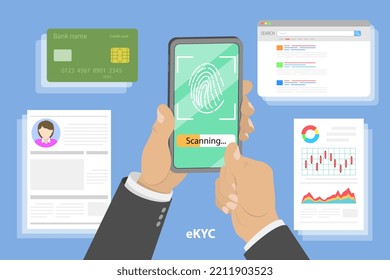 Flat Vector Conceptual Illustration of EKYC, Know Your Client, Minimizing Financial Risks