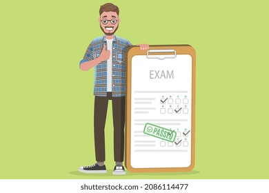 Flat Vector Conceptual Illustration of Exam Result, Knowledge Check, Successful Goal Achievement