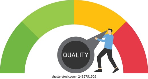 Flat Vector Conceptual Illustration of Quality Management and Improvement, QI.