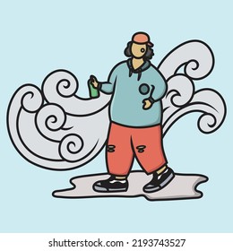 Flat Vector Cool Hip Hop Character Premium Vector