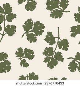 Flat vector coriander plant seamless pattern