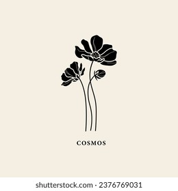Flat vector cosmos flower illustration