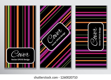 Flat vector cover band design. Colorful strip on black background layout for corporate purpose. Contrast cover for front of card.
