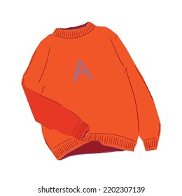 Flat vector of cozy warm sweater. Women's knitted clothing on a white background