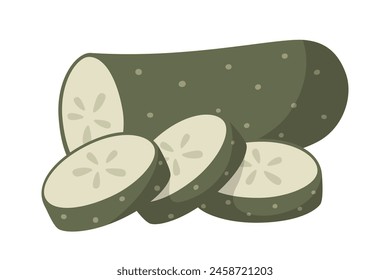 Flat vector cucumber isolated on white background