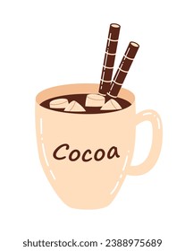 Flat vector cup of coffee isolated on white background