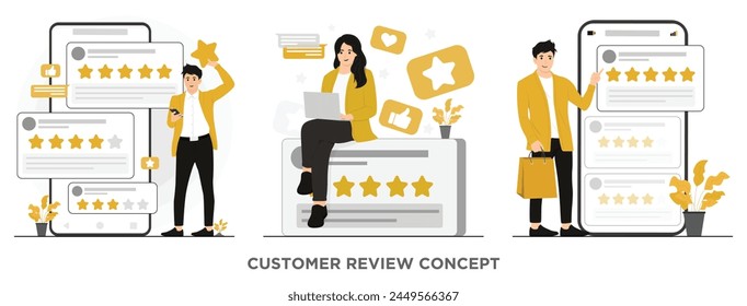 Flat vector customer review complain feedback concept illustration 