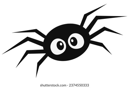 Flat vector of a cute black spider isolated on white background.