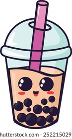 flat vector cute boba illustration