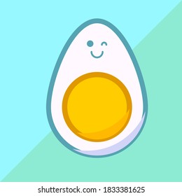 Flat vector cute egg character