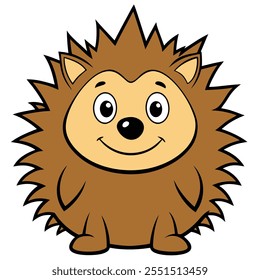 Vetor plano bonito Hedgehog Cartoon Personagem isolado no fundo branco,