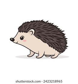 Flacher Vektor-Hedgehog. Kleines Hedgehog-Symbol. Adorable Walking-Hedgehog-Cartoon-Charakter einzeln auf weißem Hintergrund, Seitenansicht