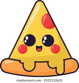 Ilustración de pizza linda de Vector plano