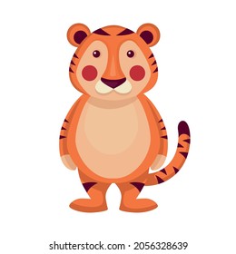 flat vector cute tiger cute animal character idea for child and kid printable stuff and t shirt, greeting card, nursery wall art, postcard