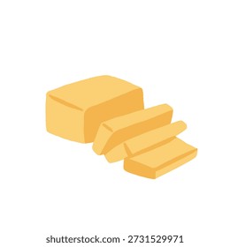 Conjunto de productos lácteos y quesos de Vector plano aislado sobre fondo blanco. Leche, mantequilla, huevos, nata, yogur, requesón, parmesano, cheddar, queso azul, cubitos de queso, colección de productos lácteos