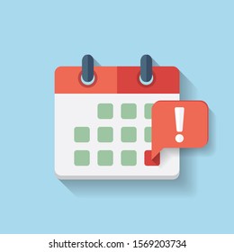 Flat Vector Deadline Calendar Icon, Event Notification 