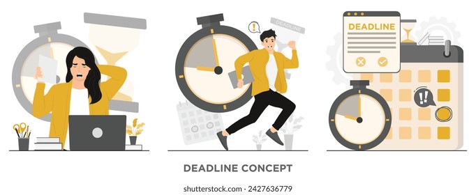Flat vector deadline concept illustration