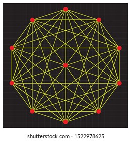 Flat vector decagon illustration. The golden decagon matrix. Decagon formation vector. Isolated polygon design.