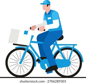 Condutor de entrega de vetor plano na bicicleta